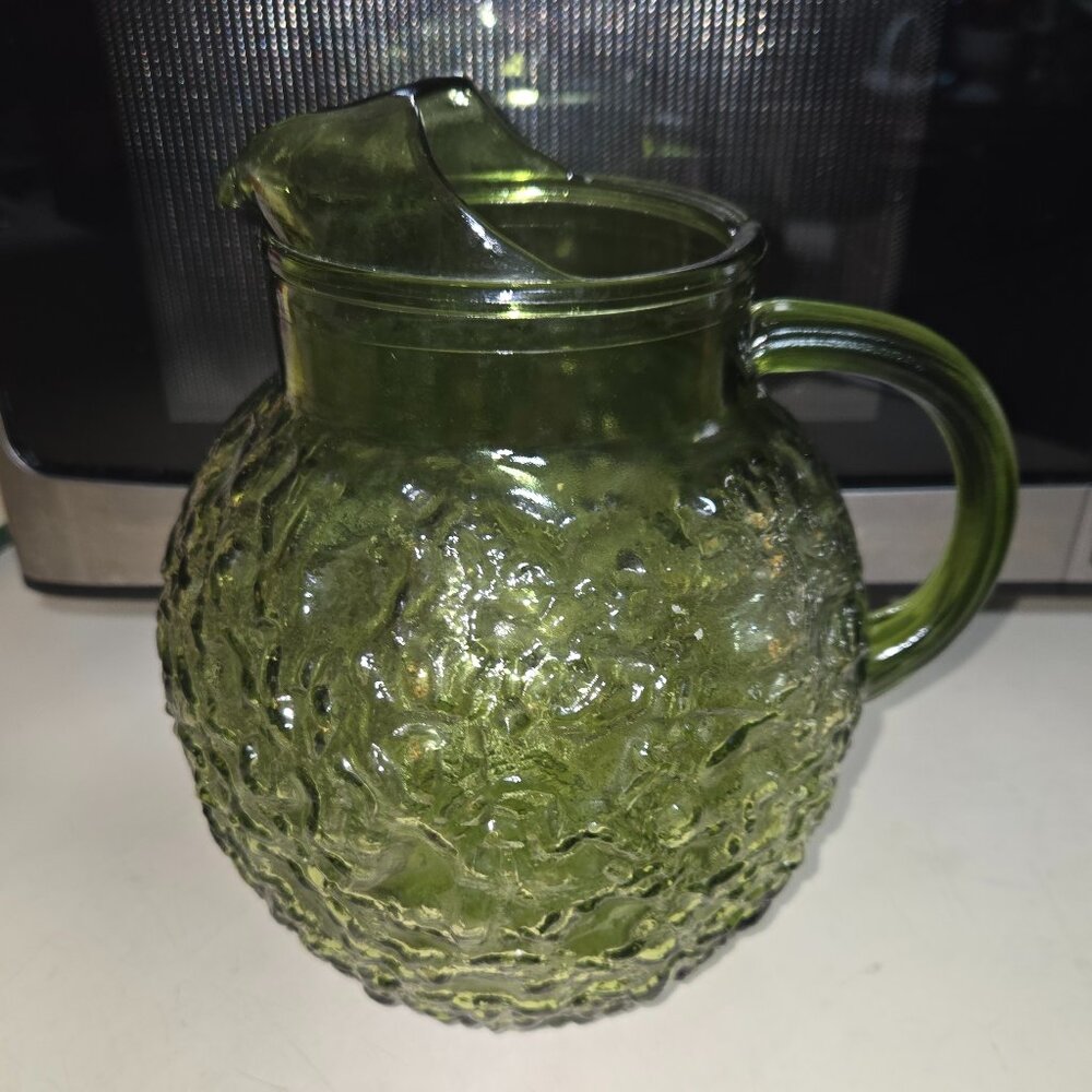 1970’s Anchor Hocking Milano Lido Avocado Green Pitcher